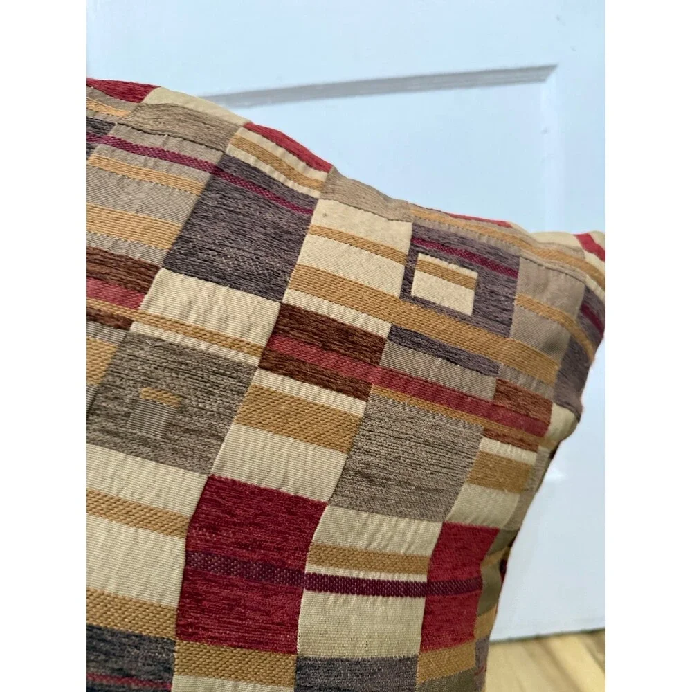 Earth-Tone Geometric Tapestry Throw Pillow